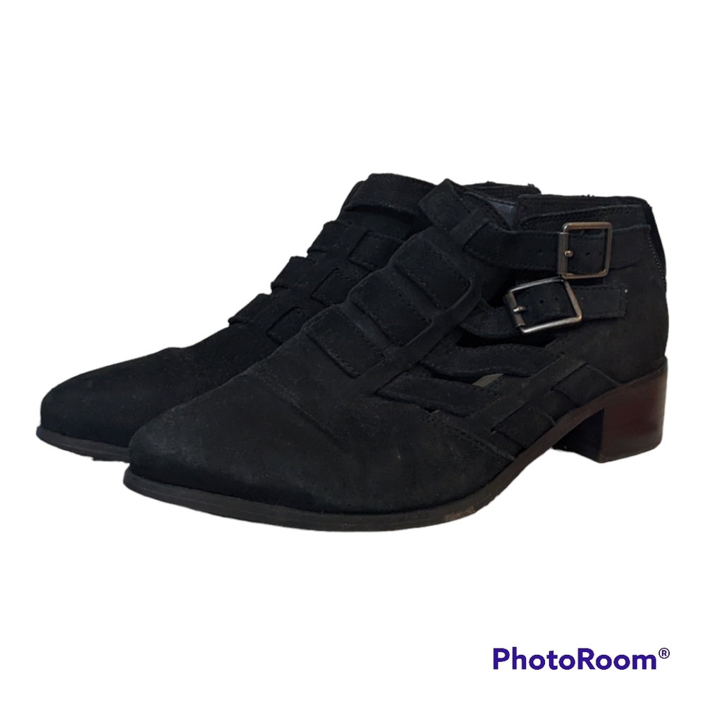 Clarks Black Ankle Boots with Buckle Detail